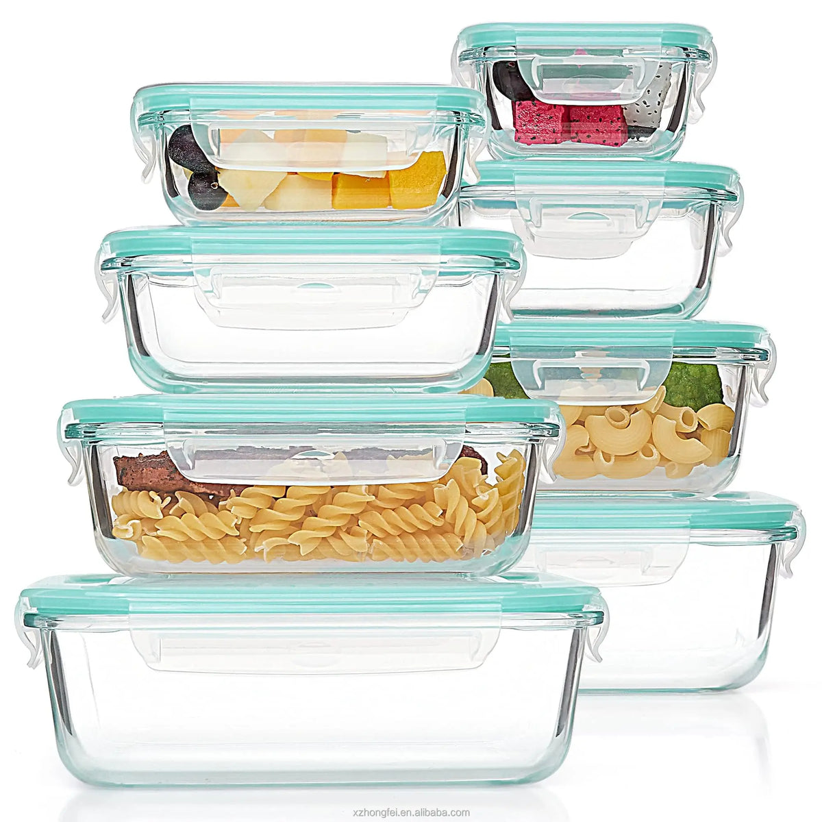 Wholesale Rectangle Glass Fruit Container with Plastic Lid Heat Resistant Airtight Bento Lunch Box for Fresh Food Storage MegaBDM