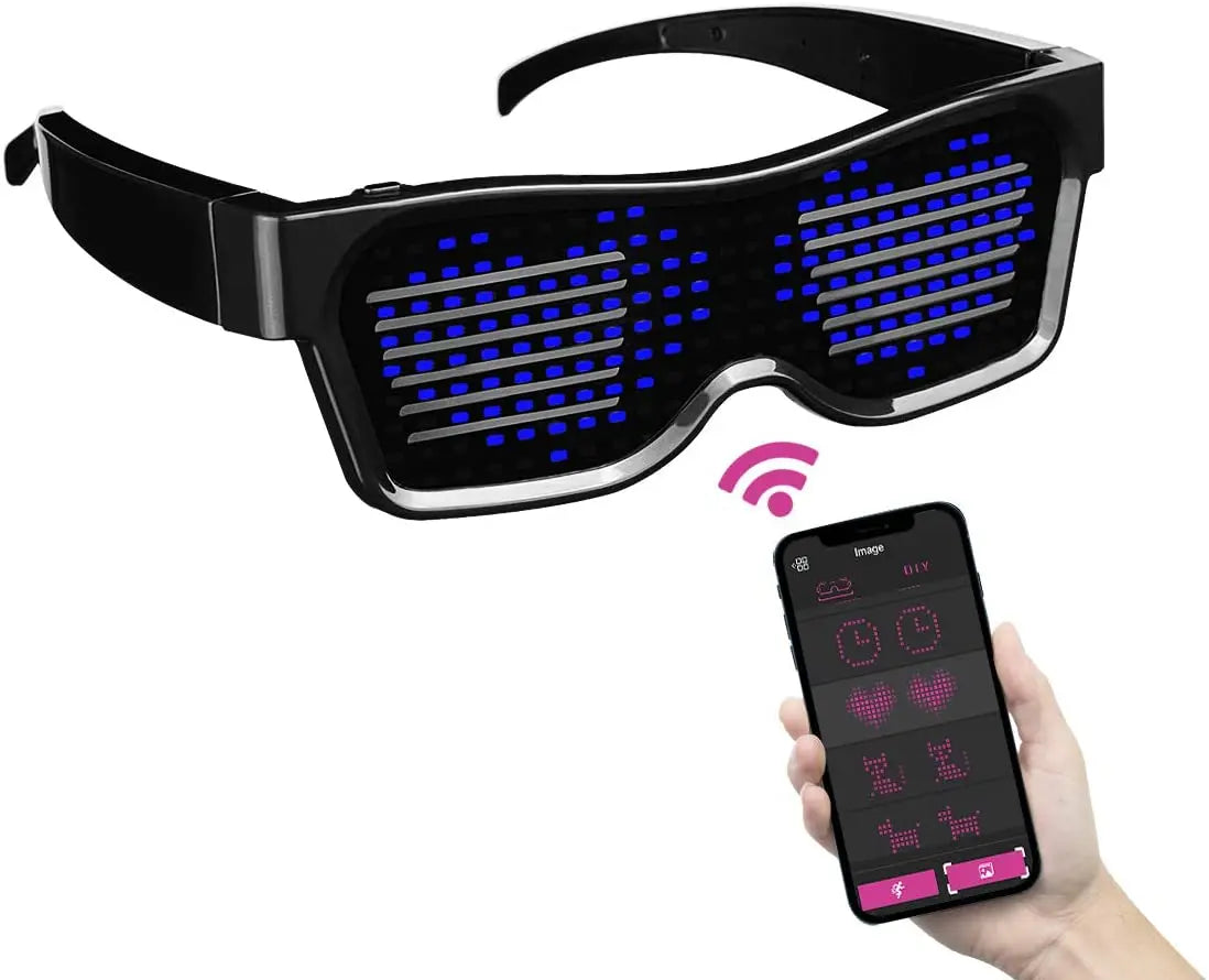 Customizable Programmable LED Light up Glasses With Blue Tooth for PartiesFestivals