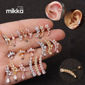 Hot Selling Mini CZ Zircon Water Teardrop Pierced Stud Earrings Stainless Steel Cartilage Women Earrings