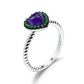 Abiding Wholesale Amethyst Simple Ring Women 925 Sterling Silver Heart Shape Jewelry Ring