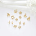Diy Women's Trendy Jewelry Accessories Brass 14K Gold Plated CZ Zircon Small Flower Charms Hanging Connector Jewellery Making