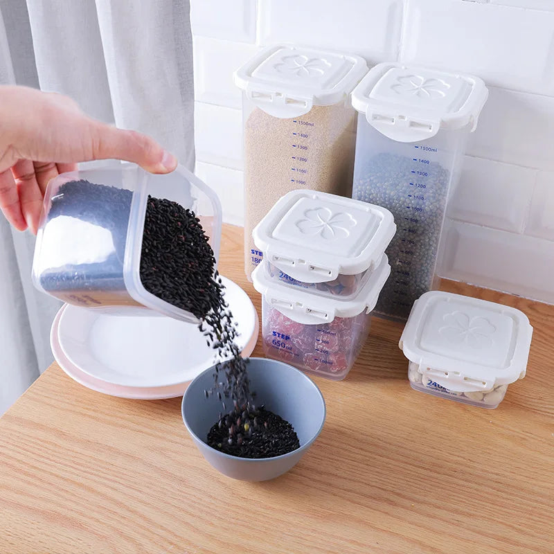 Factory Wholesale Glossy Folding Plastic Food Storage Jars 240ml & 650ml Clear PP Rectangle Shaped Multifunction Cookie Jar