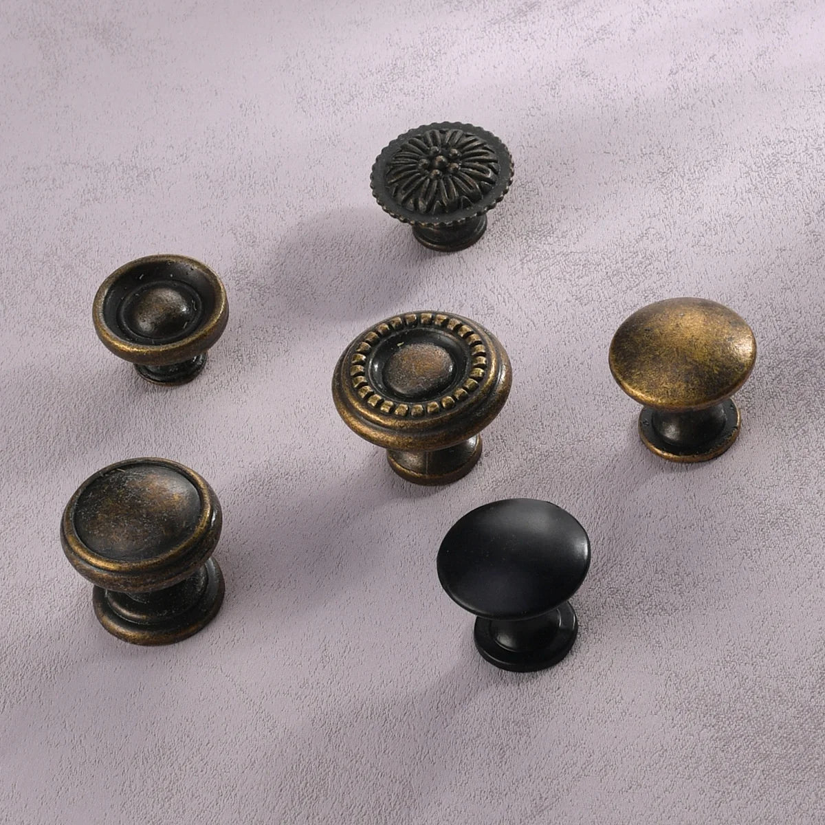 Furniture Hardware Traditional Antique Pull Head Cabinet Handle Zinc Alloy Imitation Bronze Oval Kitchen Dresser Drawer Door