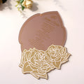 Custom Rose Gold Mirror Acrylic Menu Card Wedding Party Luxury Gold Floral Acrylic Decoration