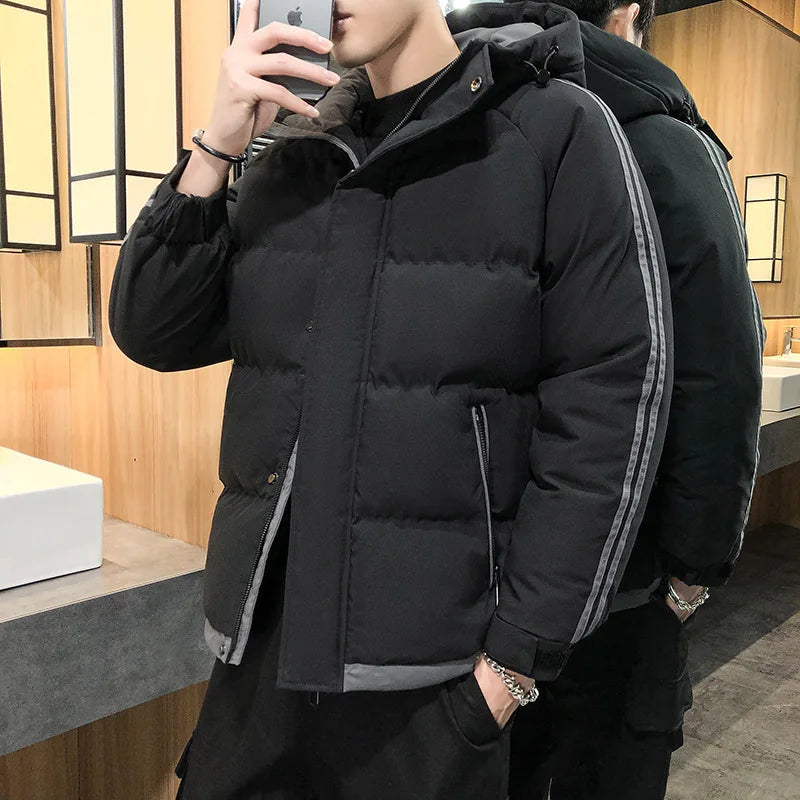 Wholesale Custom Logo Cotton Coat Plus Size Casual Winter Hooded Jackets for Men Thin Oversized Jacket for Outdoor Wear