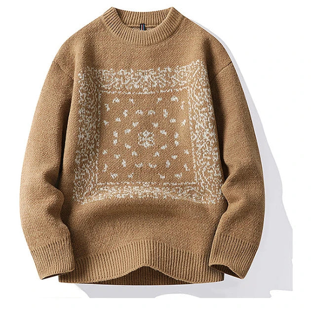 Custom logo Long Sleeve Jacquard Knitwear Crew Neck Pullover Men Clothes Fashion Plus Size Men's Sweaters