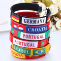Wholesale in Stock Qatar Fans Souvenirs Woven Embroidery Thread Bracelet Sports Wrist Band Country Flag Wristband