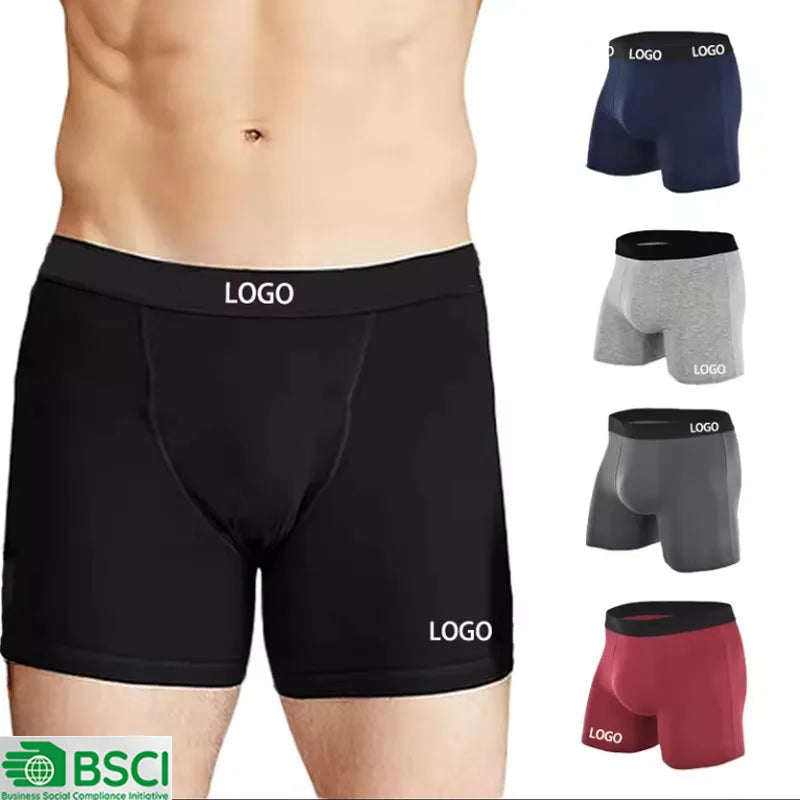 Custom Logo Cotton Men Underwear Plus Size Breathable Boxer Briefs