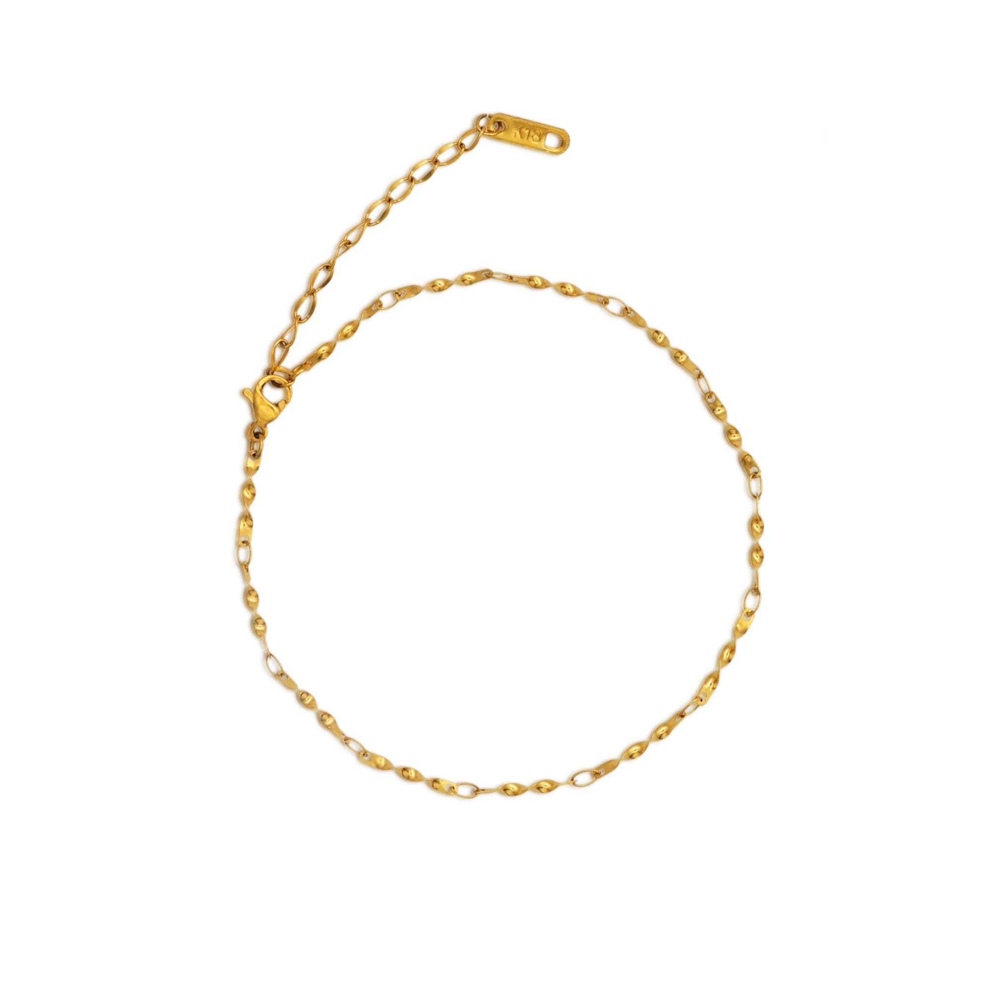 Chris April Fashion Design 316L Stainless Steel PVD Gold Plated Wave Chain Choker Minimalist Anklet