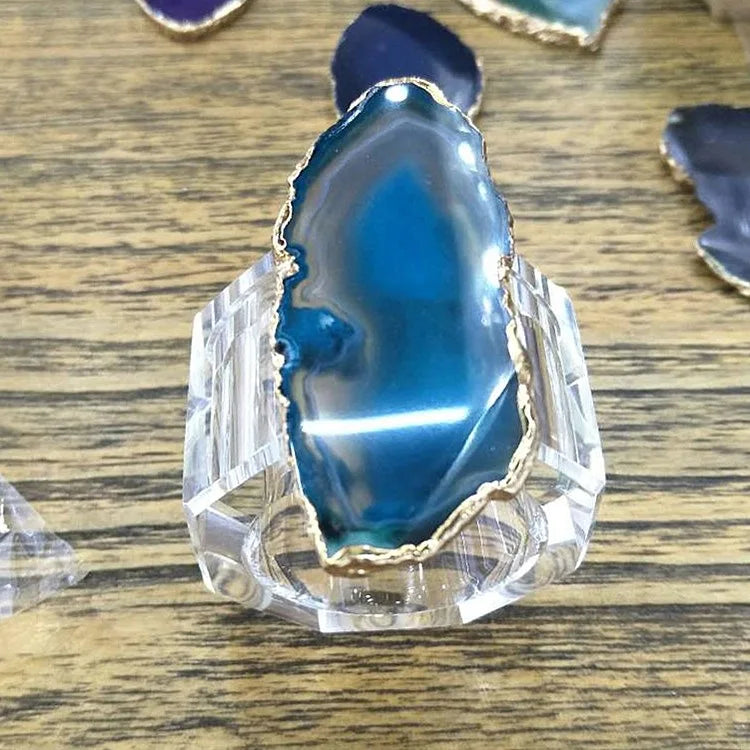 DIY Green Agate Napkin Rings for Tableware Gift