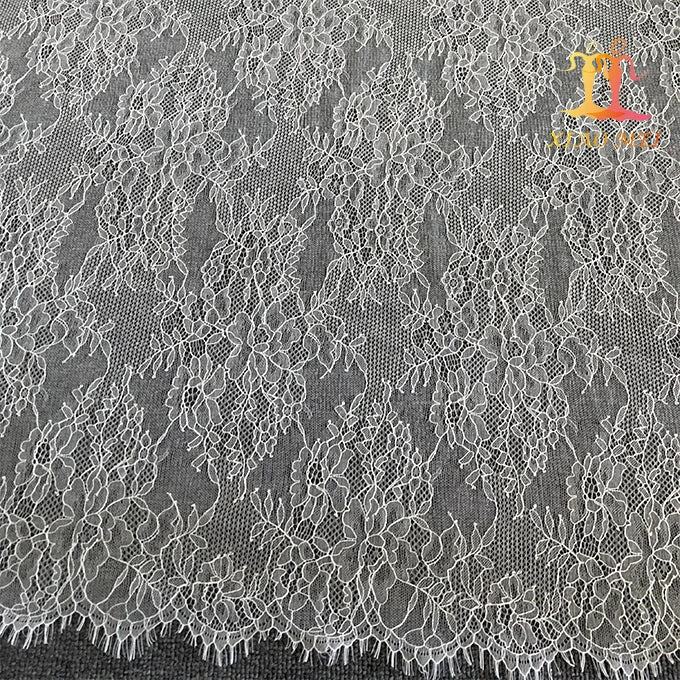 Wholesale Cheap Eco-Friendly 100% Polyester Sequins French Bridal Eyelash Lace Fabric Mesh XM-FL0078