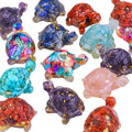 Handmade Healing Stone Tortoise Decor Natural Crystal Chips Epoxy Resin Turtle Figurine for Feng Shui
