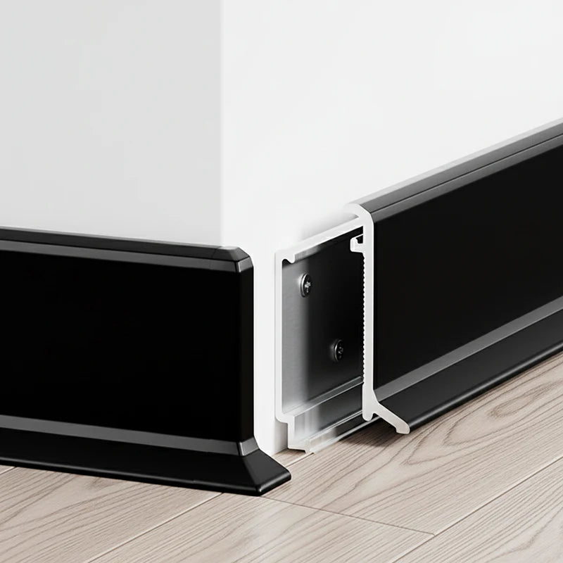 Diamond-Faceted Aluminum Alloy Skirting Board 4cm Height 1.1mm Self-adhesive Installation 5 Year Warranty for Apartment Hospital