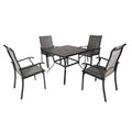 Modern Style 5pcs Steel Tube Garden Metal Square Table and Dining Chairs Set for Outdoor or Living Room Use