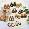 Boho Earrings Wood Simple Geometric Wooden Beads Hoop Earrings for Women Vintage Splicing Wholesale Blank Wood Earrings Jewelry