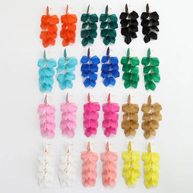 European and American Long Petal Leaf Tassel Earrings Exaggerated Temperament Floral Earrings Retro Earrings for Women