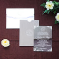 Silver Mirror Acrylic Wedding Invite White Foil Stamped Wedding Invitation with Velvet Pocket and Paper Envelope