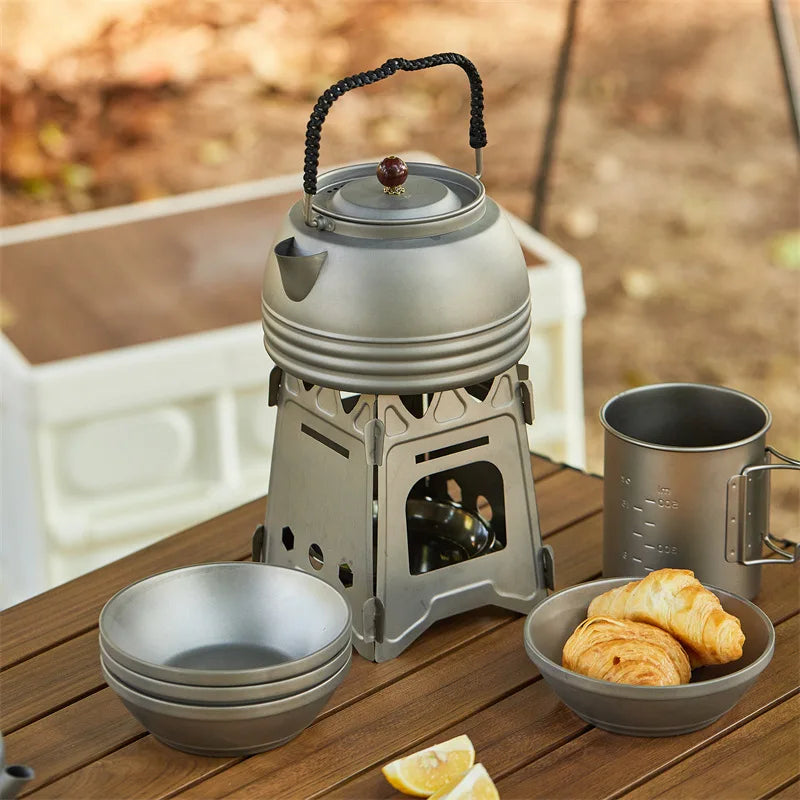 Titanium Kettle Portable Camping Tea Coffee Pot Outdoor Boiling Water Kettle for Camping Picnic Fishing Backpacking