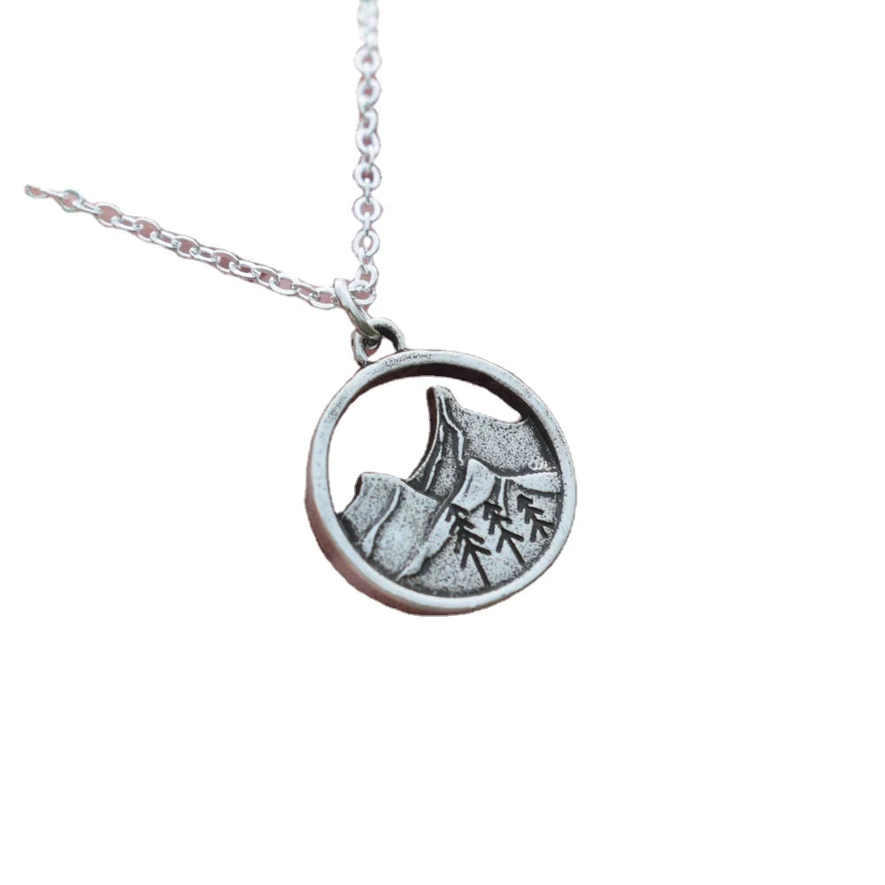 Hiking Mountain Forest Plant Charm Jewelry Pine Tree Necklace