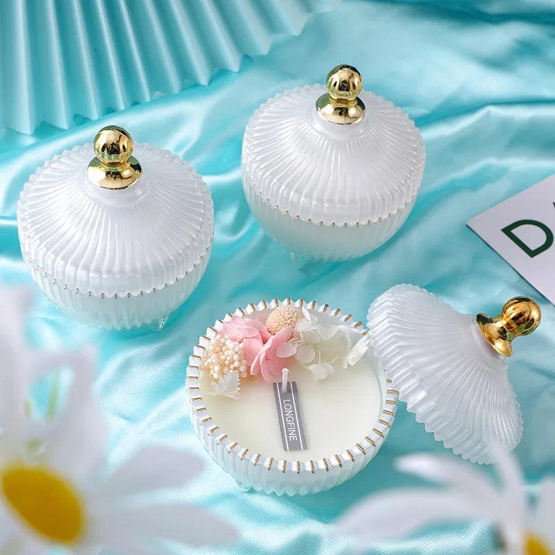 Hot-selling  Scented Candle Ornaments Plant Fragrance Soy Wax Scented Candles Souvenirs Gold Glass Scented Candles