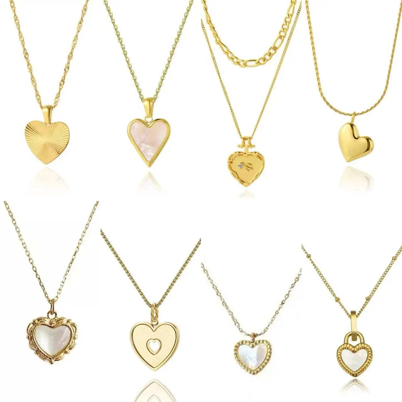 Wholesale Fashion Shell Heart Shaped Stainless Steel Pendant Necklace Collection Luxury Designer Women's Clavicle Chain Jewelry