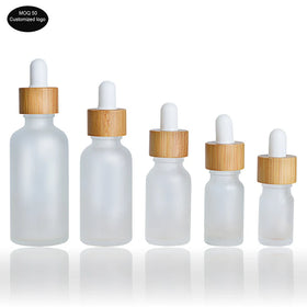 5ml 10ml 15ml 20ml 30ml 50ml Frosted Bamboo Wood Cover Essential Oil Bottle Dropper Liquid Glass Portable Cosmetic Small MOQ