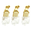 Hanging Car Diffuser Empty Clear Glass Square Air Freshener Perfume Aromatherapy Pendant Bottle Screw Cap String 10ml