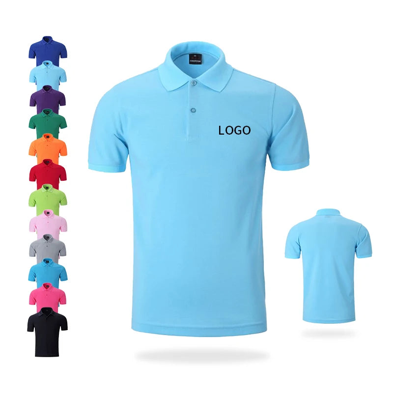 100% Polyester High Quality 15 Colors Orange Team Work Shirt 260gsm Heavy Weight Pique Cotton Mens Polo Shirts