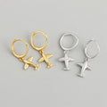 New Trendy 18k Gold 925 Sterling Silver Simple Fashion Airplane Hoop Earrings for Women