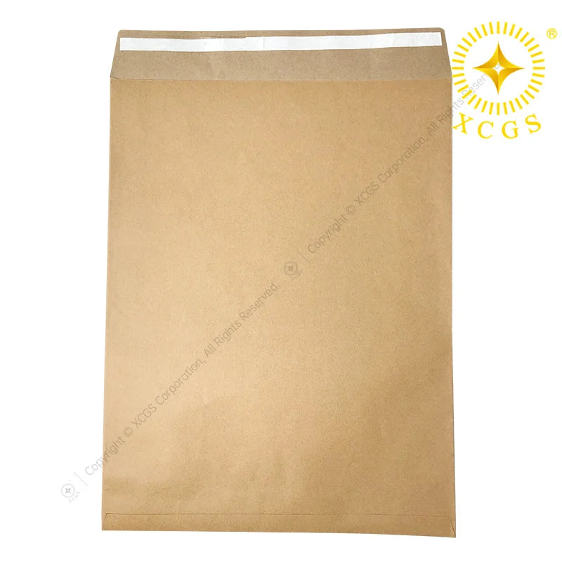 Custom  Logo Biodegradable  Kraft Gusset Envelop Paper  Packing Kraft Paper Mailing Bags Rigid Clothing Documents Shipping Bag
