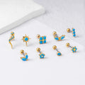 Gaby New Cartilage Earrings Stud  20G Turquoise Double-threaded Helix Earrings Cartilage  Body Piercing Jewelry Wholesale