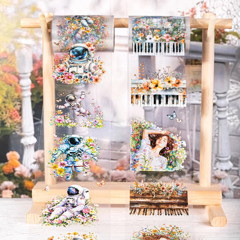 1Roll Tape Flower Sea Wandering Series Flower Theme Handbook Base Material
