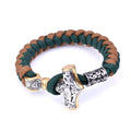 Men's Nordic Celtic Viking Mythology Thor's Hammer Rune Bracelet Umbrella Rope Braided Outdoor Survival Bracelet