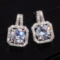 CAOSHI Beautiful Daily Jewelry Girls Shiny New Fashion Full Gems Women Round Zircon Simple Hollow Silver Square Stud Earrings