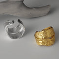 Exaggerated Shaped 925 Sterling Silver Double Layer Textured Index Finger Ring Female Cool Wind Adjustable Ring