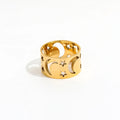 Joolim High End 18K Gold Plated Stainless Steel Moon Star Hollow Rings for Women Finger Ring Non Tarnish