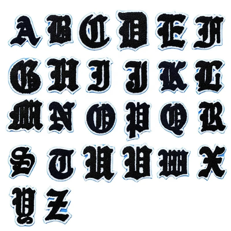 DIY Old English Letters Chenille Iron on Patch for Kid Customized Letters Chenille Embroidery Sticker Patches