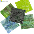 Buenoarte 10x10cm Square Traditional Streaky Stained Glass Sheet Blue Green Series-Variety Color Tiffany Glass Mosaic 3mm Thick