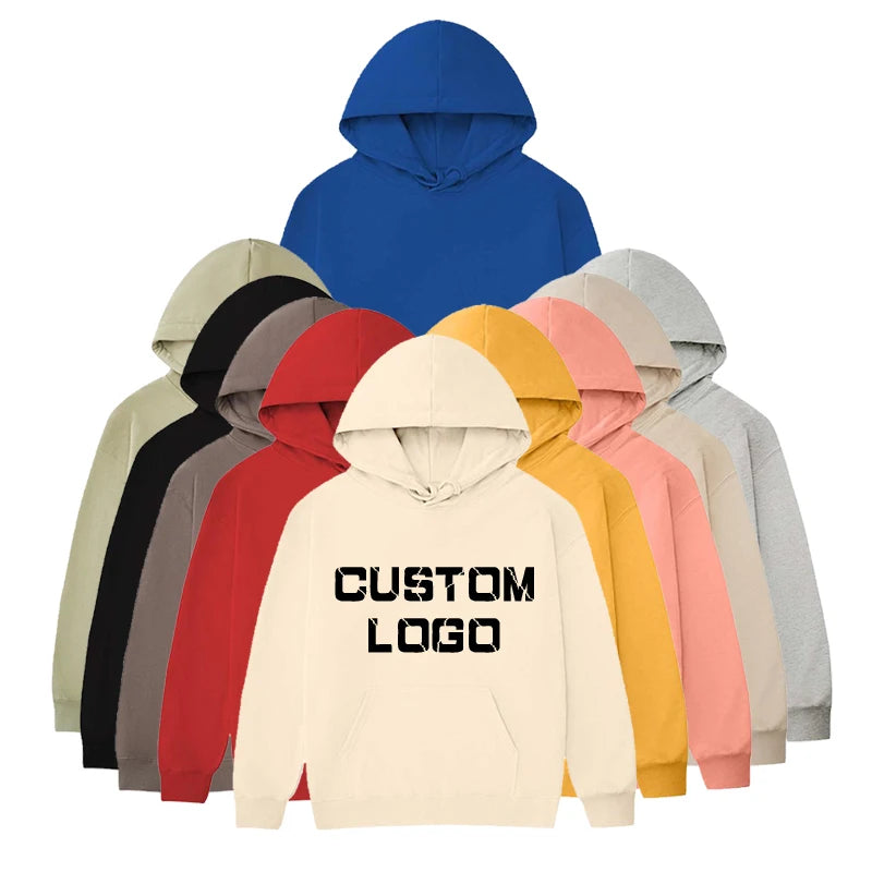 380GSM Athletic Hoodies Mens French Terry Hooded Custom Logo Cotton Polyester Blend Streetwear Pullover