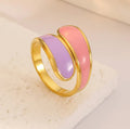 Fashionable New Ins Style Stainless Steel Ring Versatile Enamel Opening Adjustable Gold Contrasting Oil Dripping Jewelry Ring