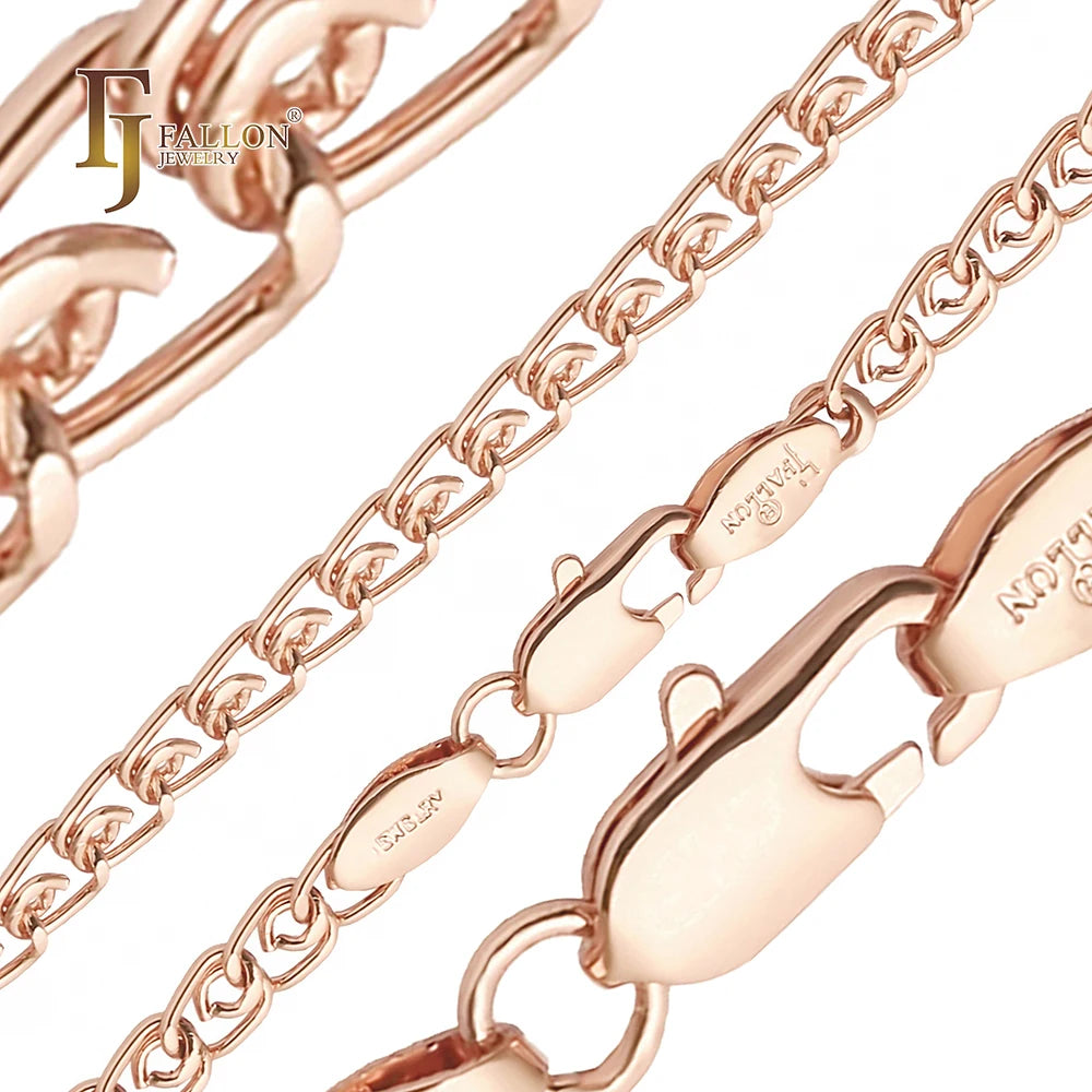 2.8mm+ FJ Fallon Fashion Jewelry love Hearty Cable Link Jdg Chains Plated in Rose Gold Brass Based Ultra Pro Top