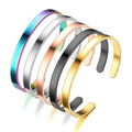 Wholesale Custom Name Logo Non Tarnish 18k Gold Silver PVD Plated 316L Stainless Steel Women C Open Cuff Bangle Bracelet Jewelry