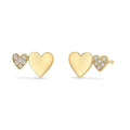 Wholesale Unique Gold Plated Symbols Zircon Double Heart Korean Stud Earring Fine Valentine Jewelry Earrings for Girls