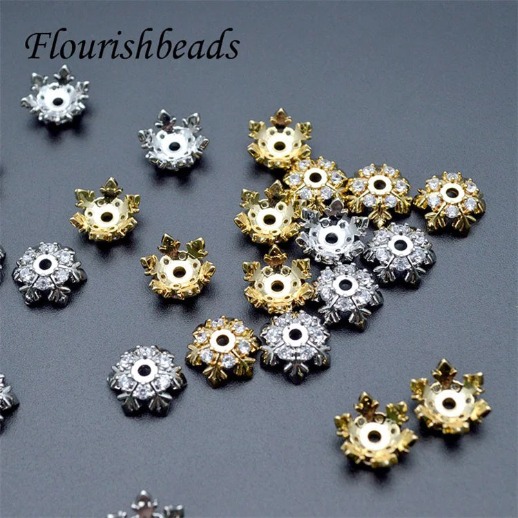 Trendy Design Gold Rhodium Plated CZ Pave Flower Bead for Jewelry Making