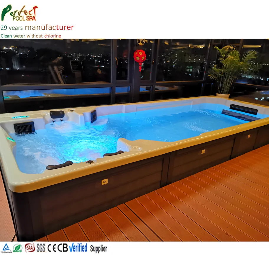 No-Chemical Acrylic Swimming Pool Swimspa Pool Massage Bathtub Self-Cleaning Serenity Systems Spa Pools for 5 Persons