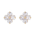 925 Sterling Silver Zircon Four-leaf Clover Stud Earrings for Women