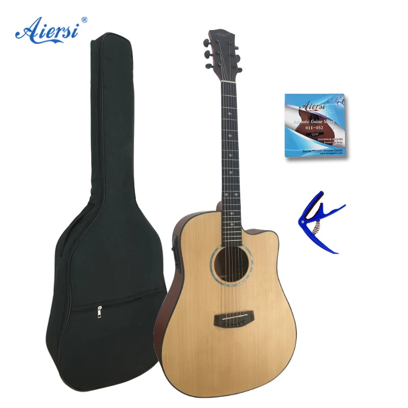 Aiersi  Brand Factory Price Solid Top Steel String Matt Painting Acoustic Electrical Guitar