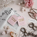 Customized Recycled Pink Cardboard Swing Tag Gold Stamping Jewelry Price Hang Tag for Garment Accessories Made in China