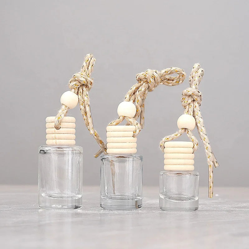 5ml 8ml 10ml Customizable Cylindrical Clear Glass Bottle Car Air Freshener Perfume Bottle Hanging Pendant Car Diffuser Bottles