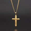 Hip Hop Jewelry Polished Stainless Steel PVD Plated Religious Cross Pendant Necklace for Men
